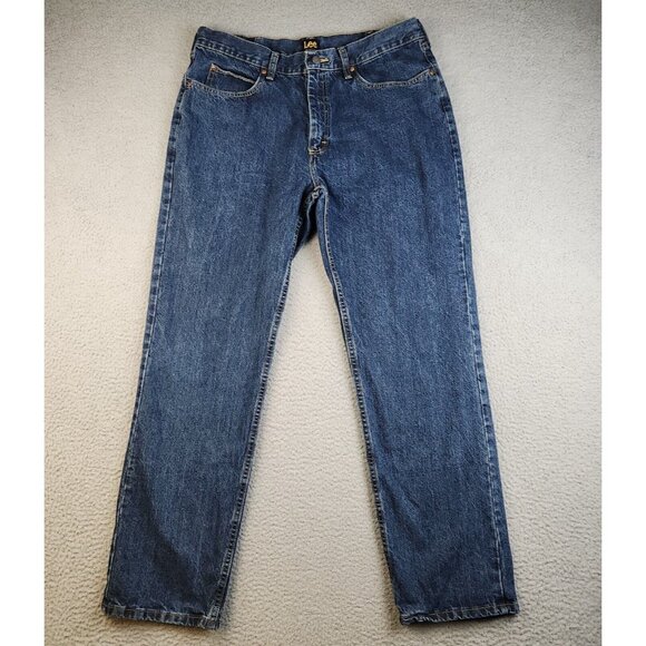 LEE Jeans Men's 36x32 Relaxed Fit Dark Wash Straight Leg Denim Pants Cowboy - Picture 1 of 9